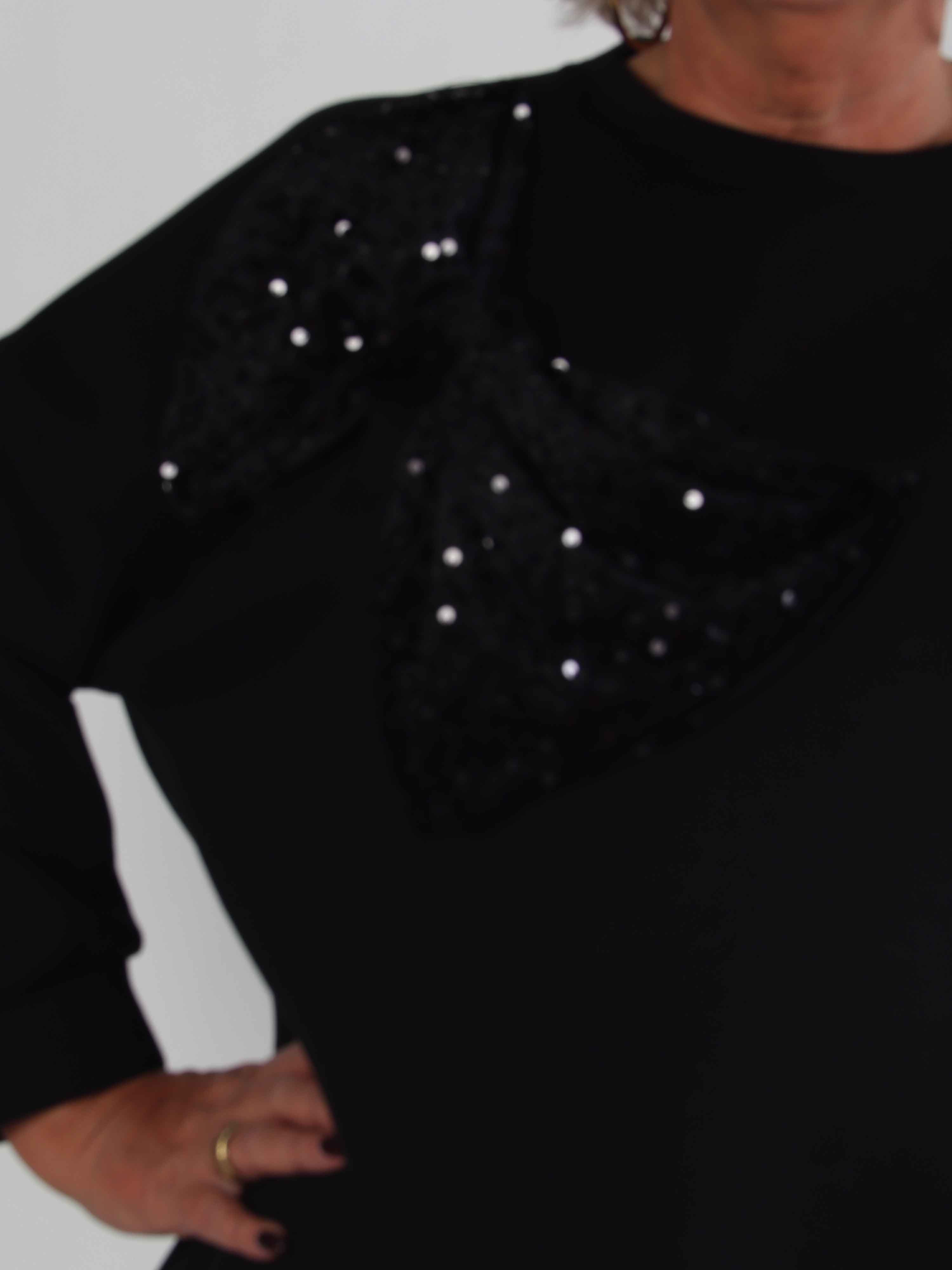 Thalassa - Plus size sweatshirt i bomuld med stor velour sløjfe